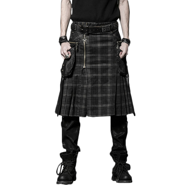Hombre Vintage Kilt Escocia Moda Gótica Kendo Faldas de bolsillo